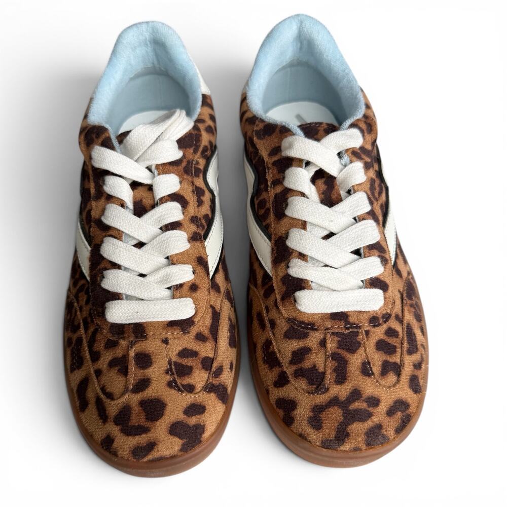 New Madden Girl Giia Leopard Print Sneakers Womens Size 6 Faux Suede Gum Sole - Picture 4 of 7